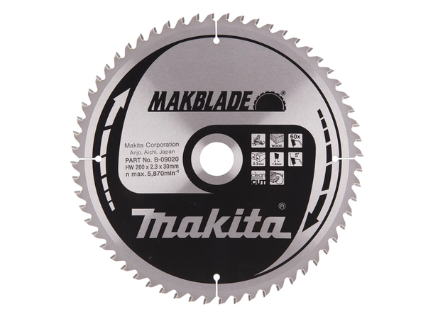 Makita B-09020 Sirkelsagblad HM 260x30mm 60T Tre 
