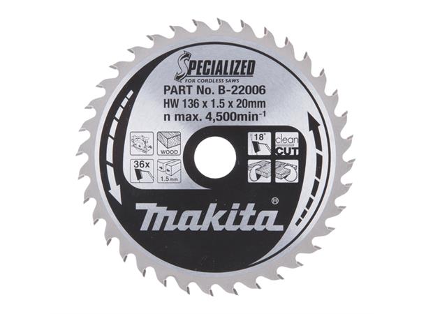 Makita B-22006 Sagblad HM 136x20mm Z-36