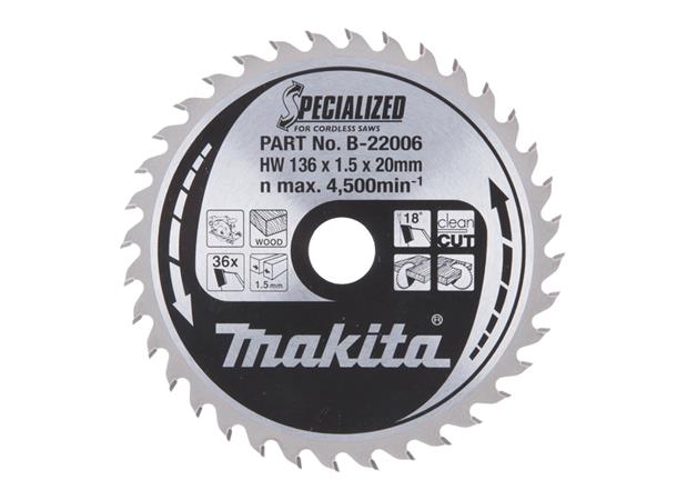 Makita B-22006 Sagblad HM 136x20mm Z-36