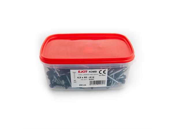 Kombi Borskrue 4,9x60 sort RAL 9011
