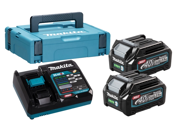 Makita 191J81-6 Batterisett XGT ® Hurtiglader og 2 x 2,5Ah batteri 