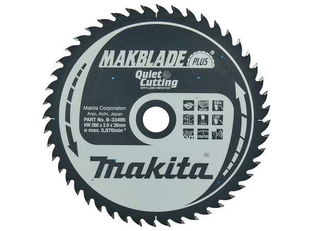 Makita B-33495 Sirkelsagblad HM T.C.T. • 260 x 30 mm • 48 T • tre 