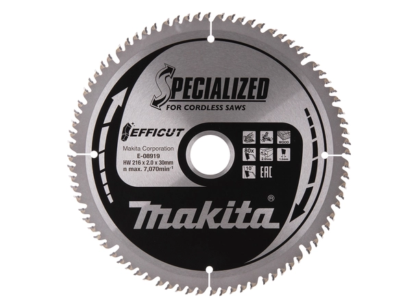 Makita E-08919 Sirkelsagblad Efficut T.C.T., 216 x 30 mm, 80 T 